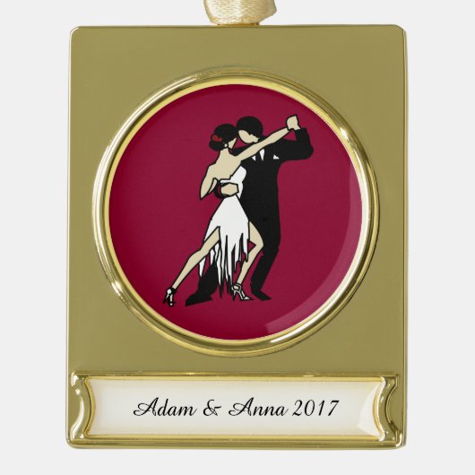 Tango Dancers Verguld Banner Ornament (Voorkant)