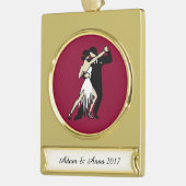 Tango Dancers Verguld Banner Ornament (Links)