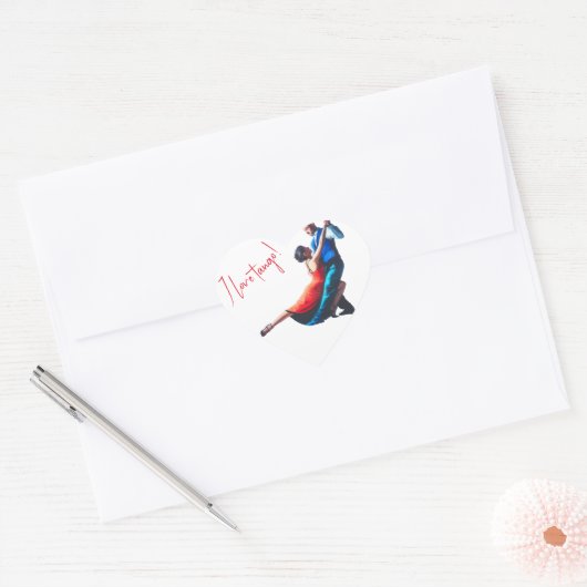 Tango-dansers - handschildering hart sticker (Envelop)