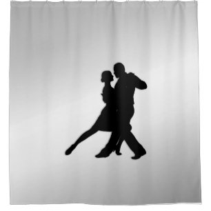 Tango-dansers Silhouette 2 Zilver Douchegordijn