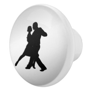 Tango-dansers Silhouette 2 Zilver Keramische Knop