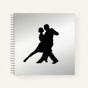 Tango-dansers Silhouette 2 Zilver Notitieboek