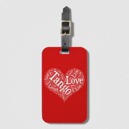 Tango Love Live and Laugh Red Heart Word Art Bagagelabel