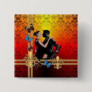 Tango over damesvogel vierkante button 5,1 cm