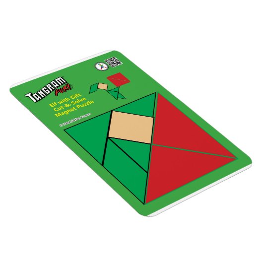Tangram Christmas Elf Magnet - Elf met Cadeau Magneet (Rechterzijde)