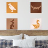 Tangram dieren kwekerij muur kunst set (Slaapkamer)