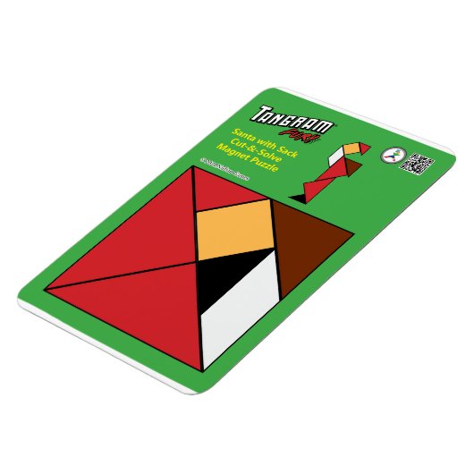 Tangram Kerstmagneten - Kerstman & zak van speelgo Magneet (Linkerzijde)