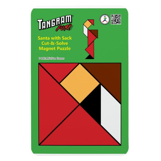 Tangram Kerstmagneten - Kerstman & zak van speelgo Magneet (Verticaal)