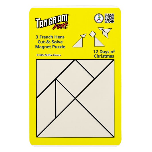 Tangram magneet puzzel - 3 Franse hennen (Verticaal)