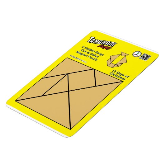 Tangram magneet puzzel - 5 gouden ringen (Linkerzijde)