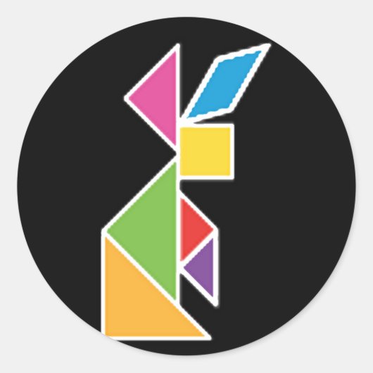 tangram rabbit coelho ronde sticker (Voorkant)