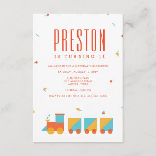 Tangram Train Birthday Invitation Kaart