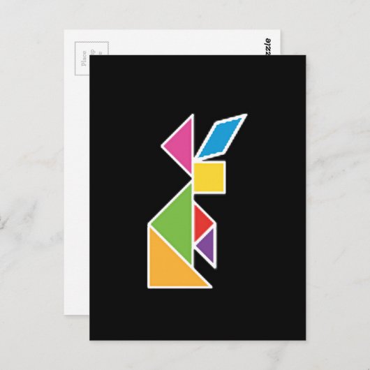 tangramrabbit coelho briefkaart (Voorkant / Achterkant)