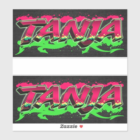 Tanja Prénom Nom Graffiti Autocollants (Feuille)