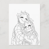 Tanjiro and Nezuko hug Feestdagenkaart (Voorkant)