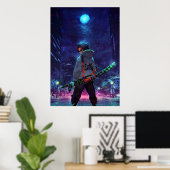 Tanjiro Kamado Demon schildert de maan Poster (Thuiskantoor)