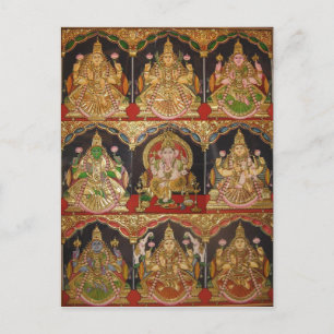 TANJORE PAINTING ASHTALAKSHMI SOUTH INDIA BRIEFKAART
