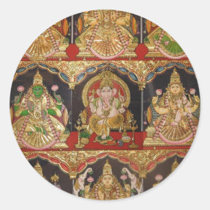 TANJORE PAINTING ASHTALAKSHMI SOUTH INDIA RONDE STICKER