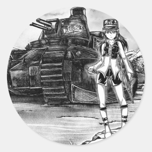Tank Meisje Sticker (Voorkant)