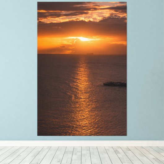 Tankschip op zonsondergang in de Atlantische Oceaa Canvas Afdruk (Insitu (Houten vloer))