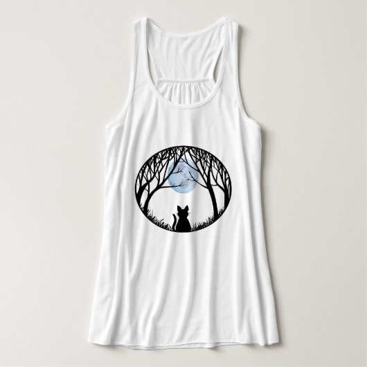 Tanktop van de Shirt van de dames met zwarte kat V (Design voorkant)