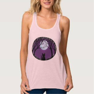 Tanktop van de Shirt van de dames met zwarte kat V