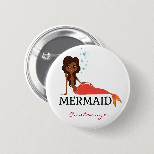 Tanned Brunette Mermaid Thunder_Cove Ronde Button 5,7 Cm (Voorkant /achterkant)