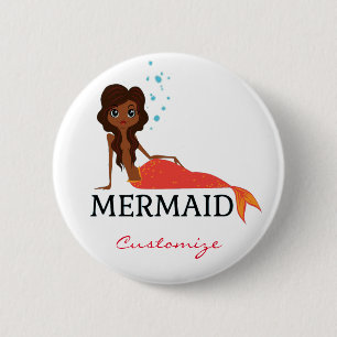 Tanned Brunette Mermaid Thunder_Cove Ronde Button 5,7 Cm