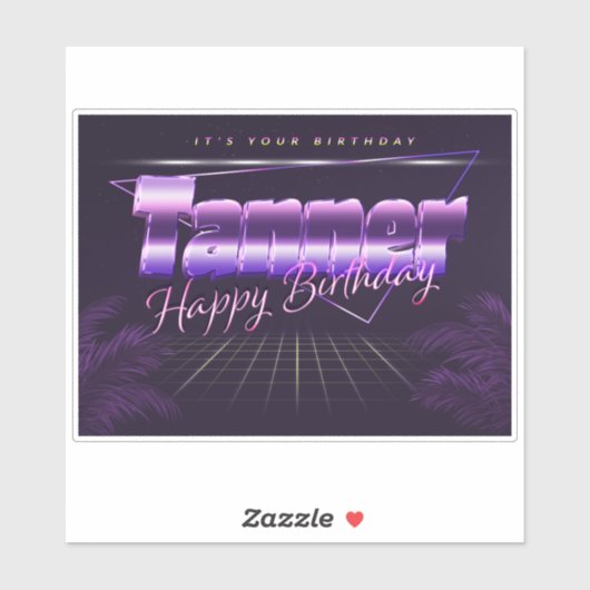 Tanner Prénom lila retro Sticker (Feuille)