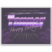 Tanner Prénom lila retro Sticker (Devant)