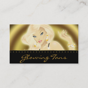 Tanning Salon Blonde Woman Gold Visitekaartje