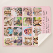 Tante 16 Fotocollage roze Sherpa Deken (Voorkant (horizontaal))