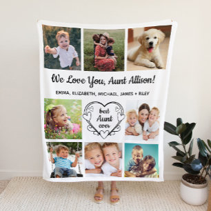 Tante 8 Fotocollage Wit Fleece Deken