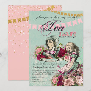 Tante-Alice-in-Wonderland-theepartij aangepaste fe Kaart