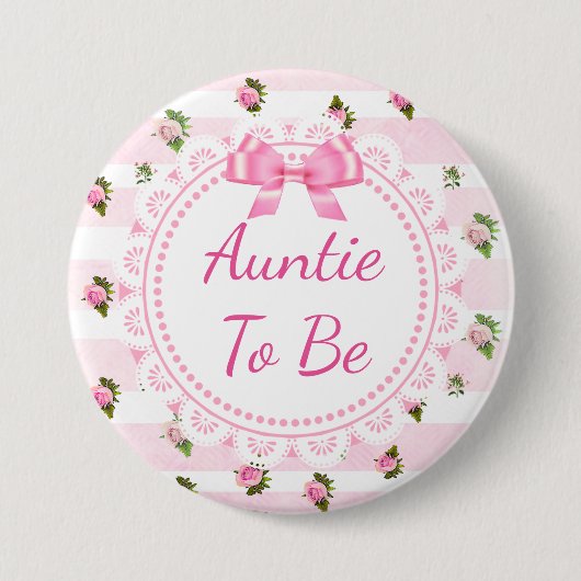 Tante Baby shower Button Roze rozen (Voorkant)