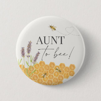 Tante bij, honingbijenknop voor baby shower ronde button 5,7 cm