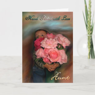 Tante Boeket van Liefde Peuter knuffelt rozen Kaart