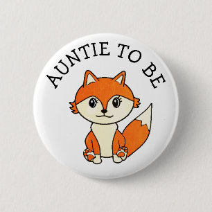 Tante bosdieren Fox Baby shower Ronde Button 5,7 Cm