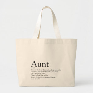 Tante Definitie Citaat Modern Zwart en Wit Grote Tote Bag