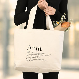 Tante Definitie Citaat Modern Zwart en Wit Grote Tote Bag