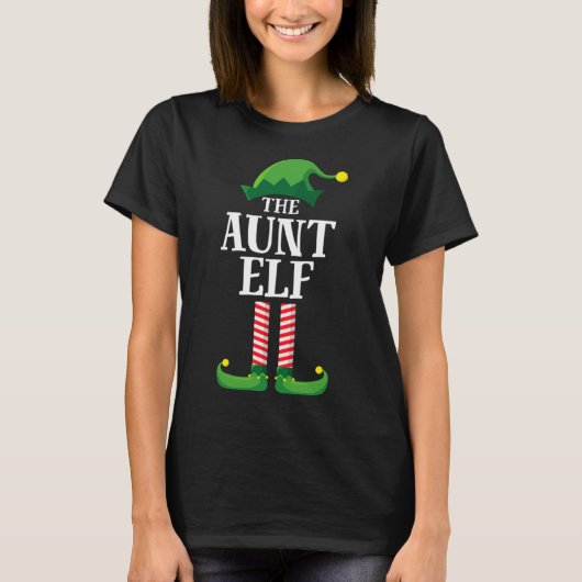 Tante Elf Matching Family Kerstparty Pajama T-shirt (Voorkant)