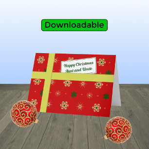 Tante en oom rode kerstparcel feestdagen kaart