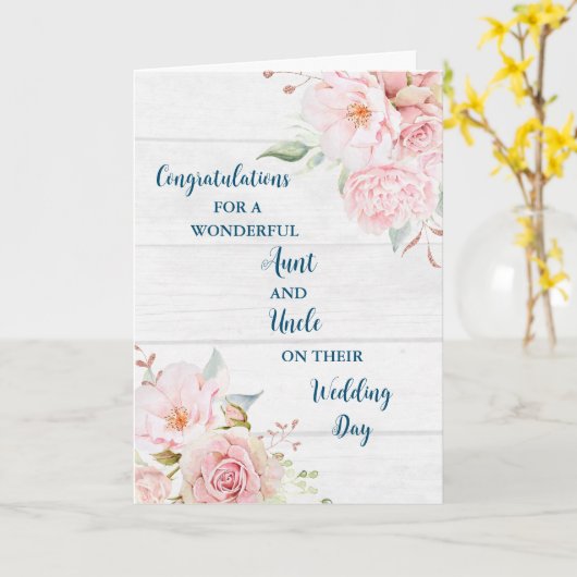 Tante en oom trouwdag gefeliciteerd kaart (Gele Bloem)