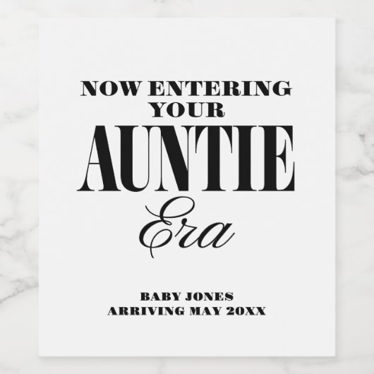 Tante Era Zwangerschap Aankondiging Wijn Labels Wijn Etiket (Enkel label)