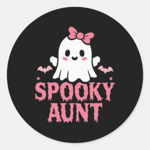 Tante Familie Schattige Roze Witte Geest Boo Hallo Ronde Sticker