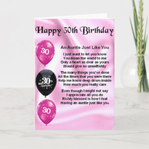 Tante gedicht - 30ste verjaardag kaart