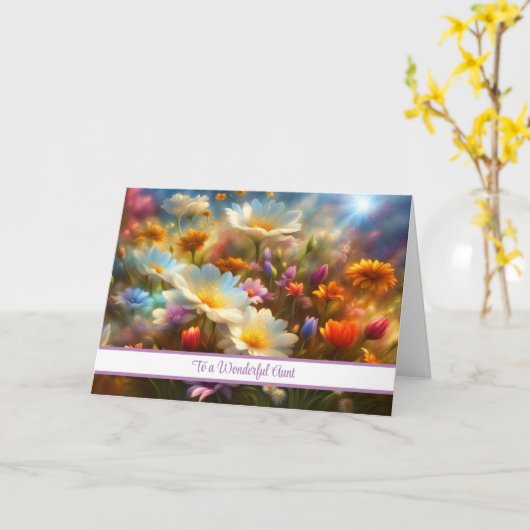 Tante Gelukkige Moederdag Mooie Bloemenveld Kaart (Gele Bloem)