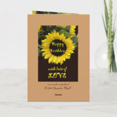 Tante Happy Birthday met vrolijke zonnebloem Kaart (Achterkant)