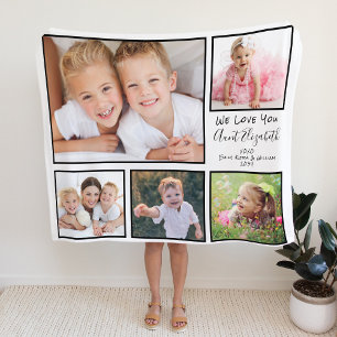 Tante houdt van je witte fotocollage fleece deken