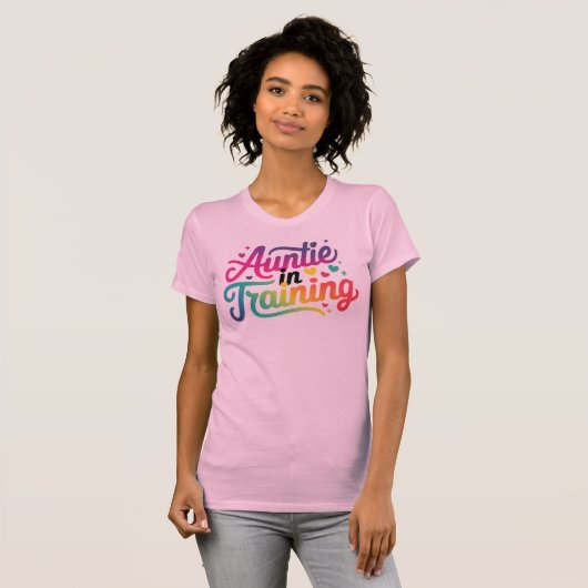 Tante in Training kleurrijk ontwerp T-shirt (Voorkant volledig)